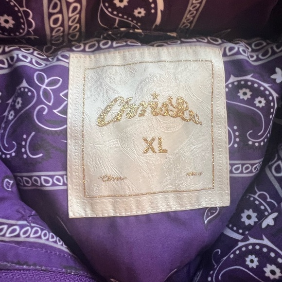 Purple Bandana-Print Paisley Puffer Jacket Size XL - Picture 2 of 6